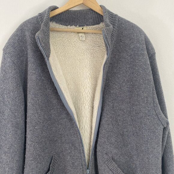 Vtg Winona Knits Full Zip Cardigan Grey Wool Sherpa Lined Grampa-core Sweater 2X - Picture 5 of 12